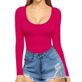 thumbnail image 1 of T-shirt Tunique à Encolure Dégagée pour Femmes, Manches Longues, Coupe Ajustée, Rose Pâle, L, 1 of 9