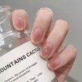 thumbnail image 2 of Pink Press on Nails Short French Tip Nails Blush White Tip Oval Nail Tips Glossy Fake Nails False Nails with Design Full Cover Acrylic Nails (Blush White Tip), 2 of 5