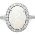 thumbnail image 5 of Sterling Silver Cheryl M Rhodium-Plated Cz And Oval Created Opal Ring (Size 7) Made In China qcm1050-7, 5 of 5