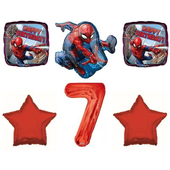 Seventh 7th Spiderman Birthday Party Balloons Decorations Supplies Marvel Comics