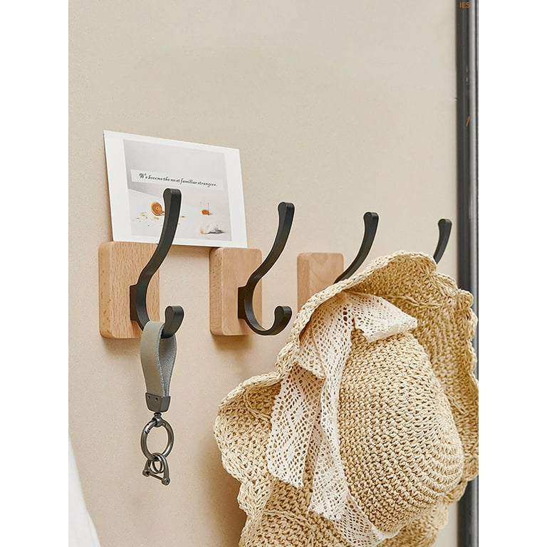 kitwin 4 Pcs Wall Coat Hook Beech Coat Hooks Wall Mounted Durable