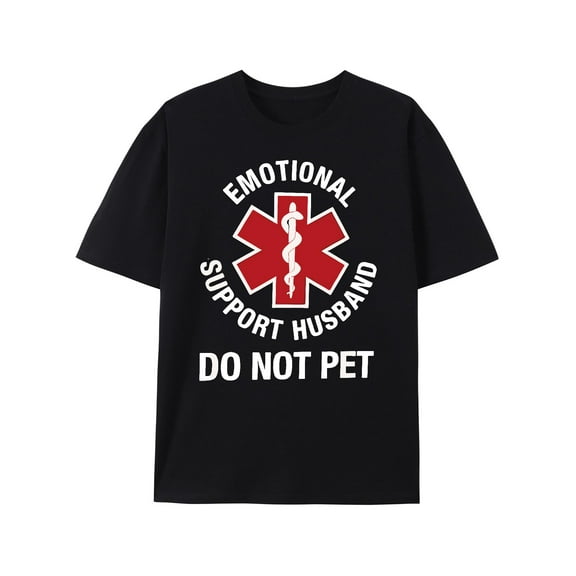 Funny Mens Husband Wife T-Shirt - Emotional Support Husband Do Not Pet Dad Humor Joke Father Day Shirt