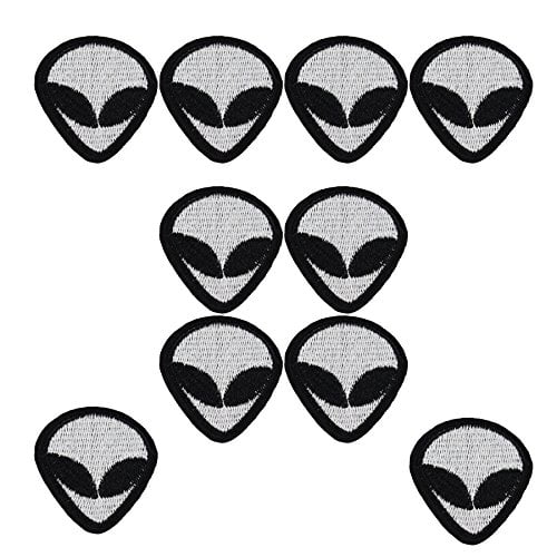 10pcs Black White Alien Patch Jacket Backpack Cap Badge Punk Clothing Embroidered Applique Ideal Iron Iron Clothes Accessories DIY (Color A)