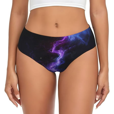 Sikiie Purple And Blue Nebula Women s High Waisted Cotton Underwear Soft Breathable Panties Stretch Briefs Seamless Ladies Panties-Large
