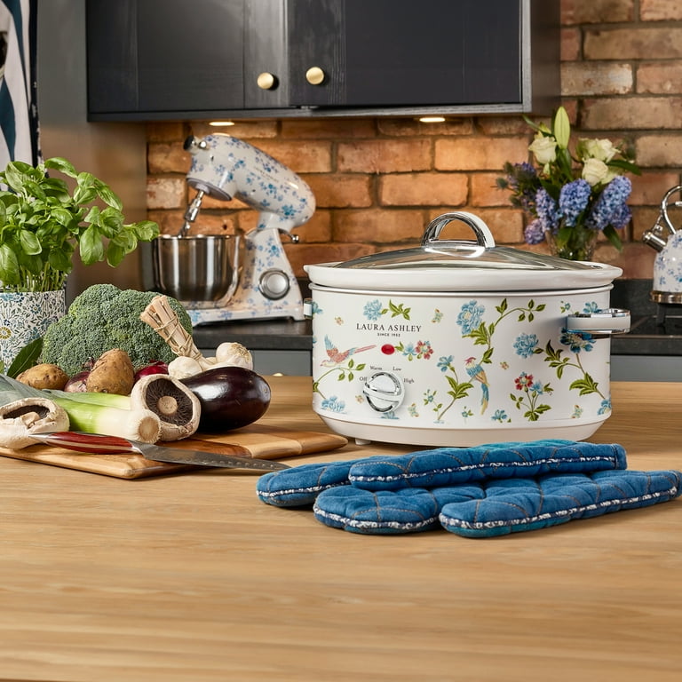 Laura Ashley 6.5L Stainless Steel Slow Cooker with Glass Lid