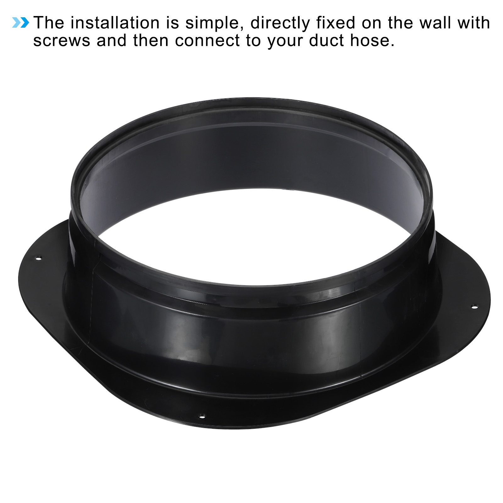 Uxcell 10" Duct Connector Flange Dryer Vent Wall Plate Square to Round Straight Ducting Plate Black 2 Pack