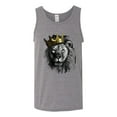 thumbnail image 2 of Wild Bobby, King Lion with Gold Crown Art, Animal Lover, Men Graphic Tank Top, Heather Grey, Large, 2 of 4