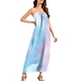 thumbnail image 4 of Women's Tropical Summer Maxi Dress Spaghetti Strap Sleeveless Monstera Leaf Print Loose Fit Flowy Long Dress Casual Beach Vacation Holiday Party Sun Dress, 4 of 9