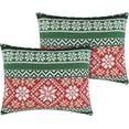 thumbnail image 4 of Greenland Home Fashions Fair Isle Holiday Red Velvet Quilted Pillow Sham, King, 4 of 5
