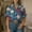 Navy, variant on WCJM Ladies Long Sleeve Button Down Flag Top Ruffled Cuffs Pleated Loose Fit July 4th 250th Collection Printed(Light Blue,S)