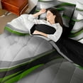 thumbnail image 4 of Feelyou Adult Modern Fashion Bedding Comforter Set 7-Piece, Green Abstract Geometric King Bedding Sets, Stripes Ombre Reversible Bed Sheets, Breathable Home Decor, 4 of 7