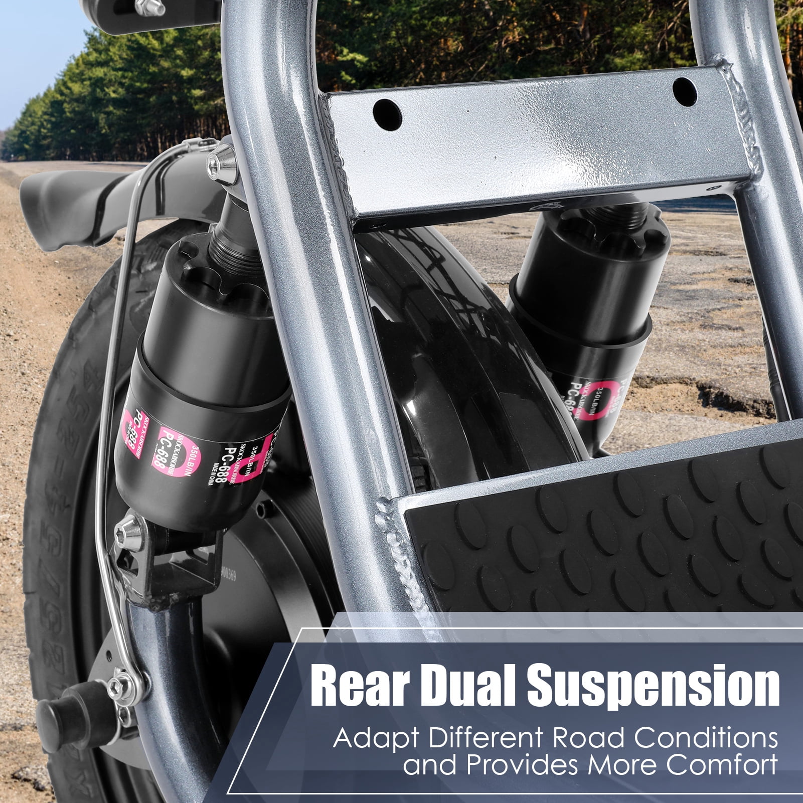 HOTEEL Peak 500W Adults Electric Scooter with Seat, 14" Off-road Tires, 3 Speeds 20 MPH Max, 15 Miles Range Folding Electric Scooter, Black