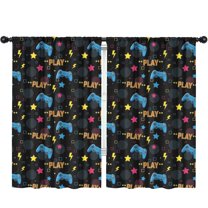 Blackout Kids Curtains,Blue Controllers Games Icons Black Pattern Childrens Insulated Curtains Set Of 2,Bedroom Essentials,Toddler Room Decor 52"x84"