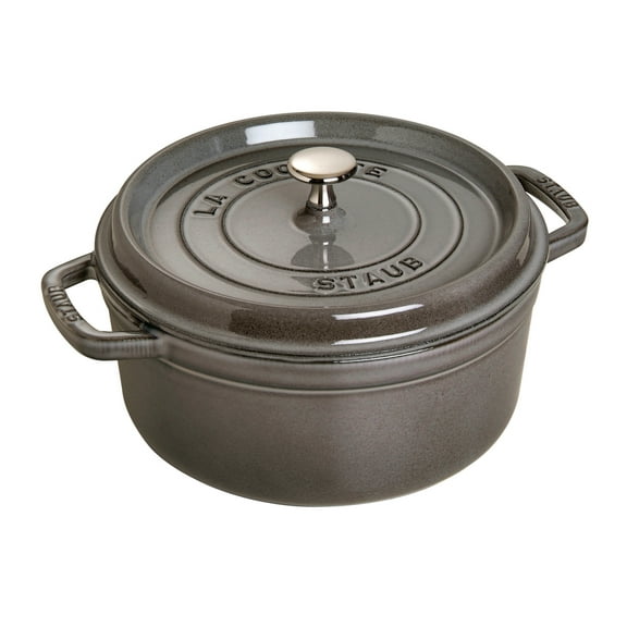 Staub Cast Iron 9-qt Round Cocotte - Graphite Grey