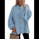 thumbnail image 1 of Cárdigan de Invierno con Botones para Mujer, Cuello Alto, Larga, Punto Grueso, Abrigo Azul M, 1 of 7