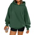 thumbnail image 2 of Womens Oversized Hoodies Comfy Sweatshirts Fall Fashion Outfits Casual Tops Fleece Clothes Dark Green L, 2 of 6