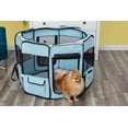 thumbnail image 2 of Paws & Pals Dog Playpen Soft-Sided Mesh Portable Foldable Octagon with Blanket - Blue, 2 of 3