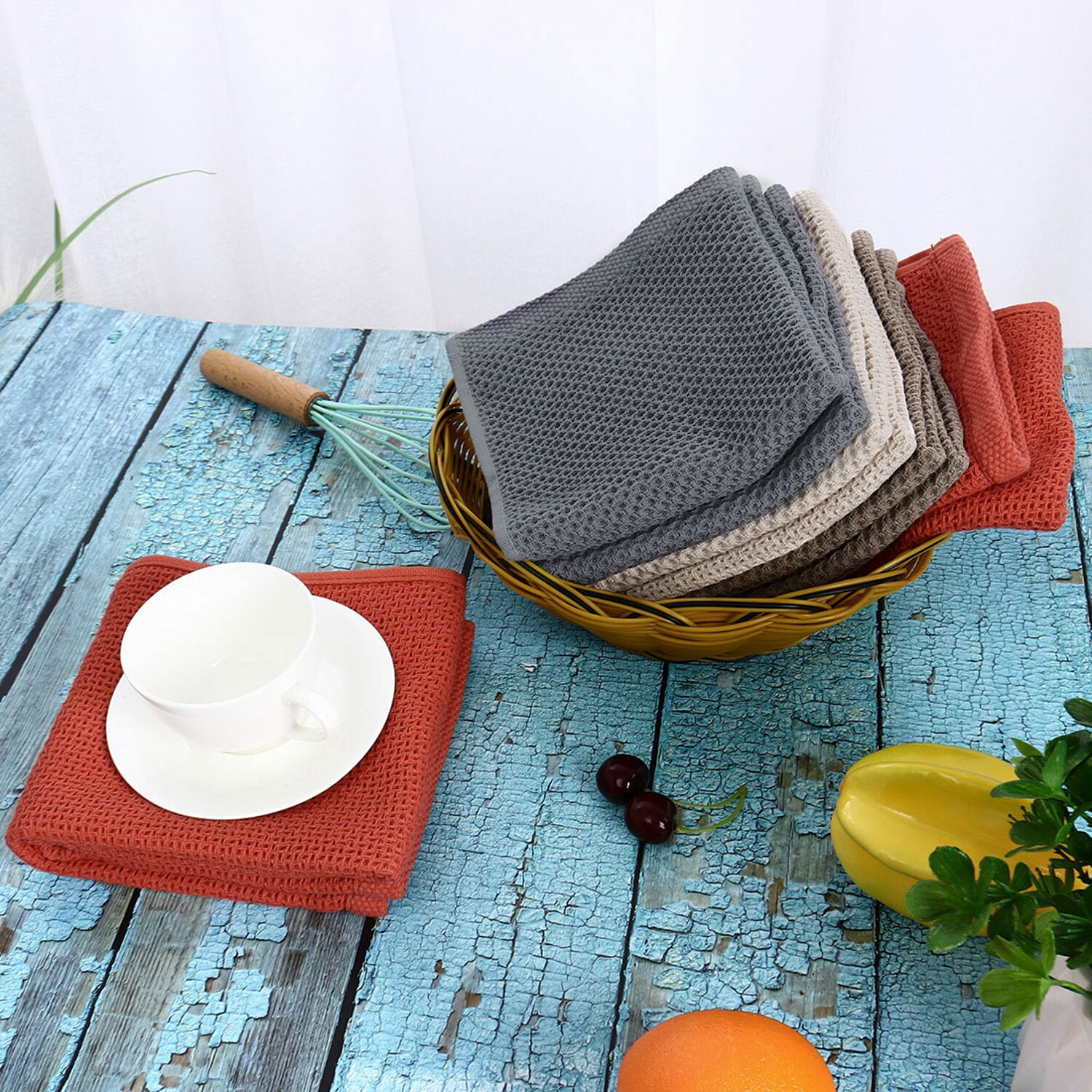 PiccoCasa Cotton Waffle Weave Kitchen Dish Hand Towels Set 8PCS Mixed Color