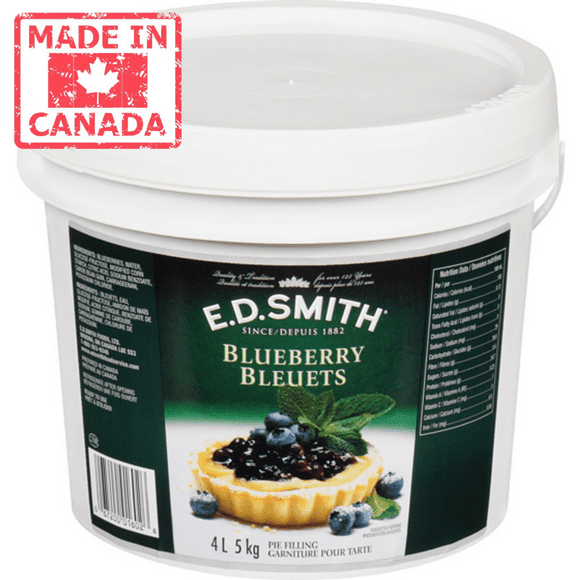 Ed Smith Blueberry Pie Filling & Topping, Professional Bakery Fruit Prep, 5 kg (11 lbs) Bulk Pail