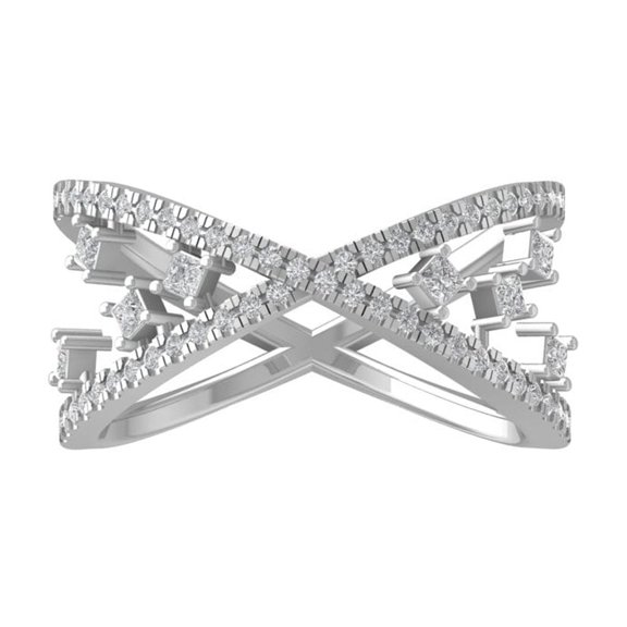 ARAIYA FINE JEWELRY 14K White Gold Round-shape Diamond Fashion Ring (1/2 cttw, I2-I3 Clarity, I-J Color) Size 5.5