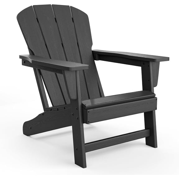 Outdoor Adirondack Chairs, HDPE Plastic Patio Chairs for All Weather, Weather Resistant Fire Pit Chair with Wide Armrests & Slatted Back, Heavy Duty Outdoor Seating for Patio, Deck, Lawn, Black