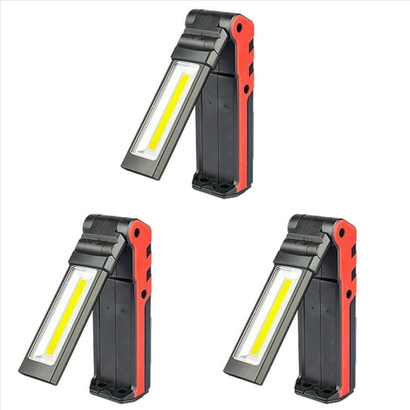 3X Luz de Trabajo LED COB Súper Brillante con Base Magnética y Gancho Linterna Regulable Recargable USB para Reparación de Automóviles Al Aire Libre