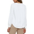 thumbnail image 3 of INSPIRE CHIC V Neck Button Front Top for Women's Long Sleeve Casual Dressy Top M White, 3 of 6