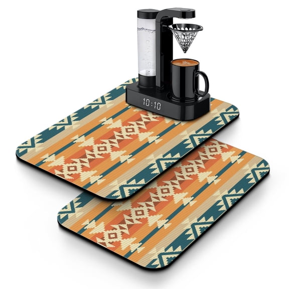 2pcs Coffee Maker Mat Set - 4-Layer Absorbent & Non-Slip Kitchen Counter Mat for Coffee Station, Espresso Machine, Dish Drying (12x19in)