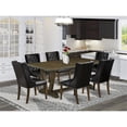 thumbnail image 2 of East West Furniture V-Style 7-piece Wood Dining Set in Jacobean Brown, 2 of 6