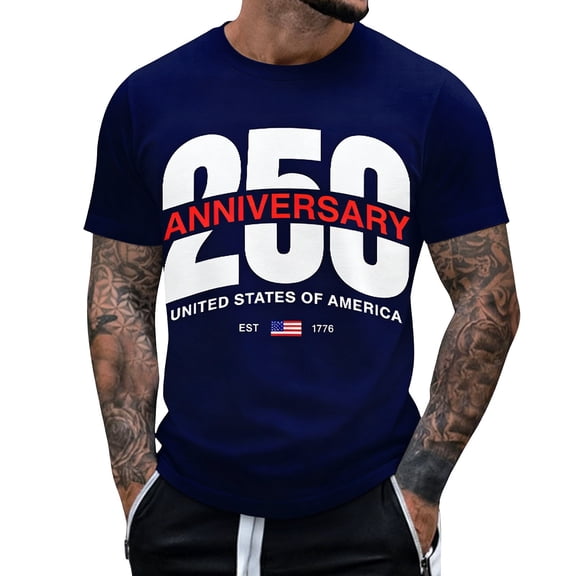 oqasdz T Shirts Men's Casual US National Flag 250 Years Graphic Comfort Everyday Versatile Tee 250th Anniversary USA Shirt Tops