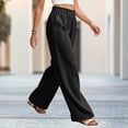 thumbnail image 2 of Levmjia Women Wide Leg Pants High Waisted Solid Color Casual Lounge Pants with Pockets Elastic Waist Flowy Straight Leg Trousers, 2 of 7