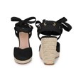 thumbnail image 4 of BLISSFUL STEP Women's Espadrille Lace Up Platform Wedge Heels Sandals Black 7, 4 of 5