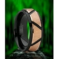 thumbnail image 2 of Metal Masters Mens Tungsten Carbide Wedding Ring Black Rose Goldtone Faceted Band 9, 2 of 7