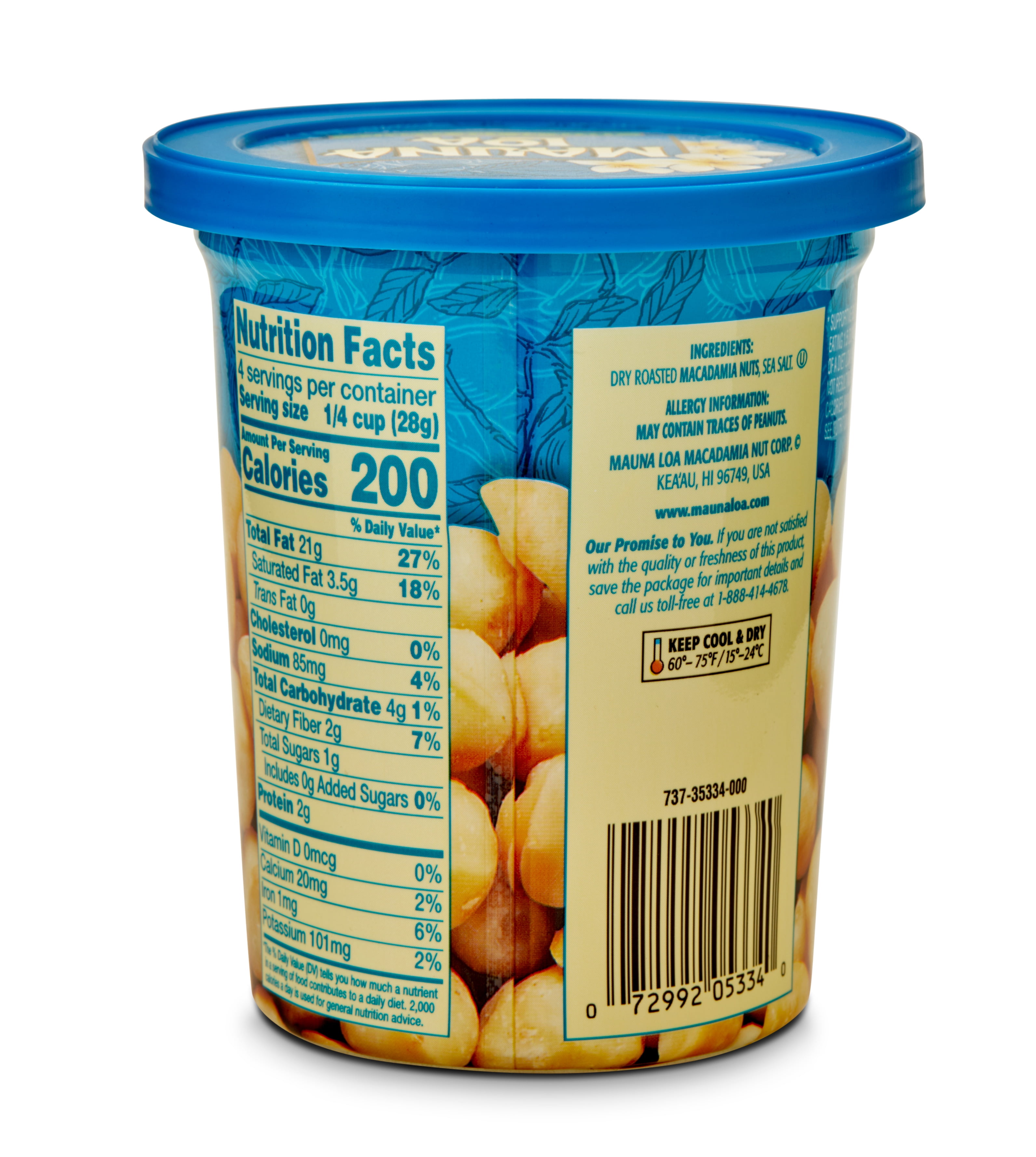 Mauna Loa Dry Roasted Macadamias with Sea Salt, 4 oz. Can