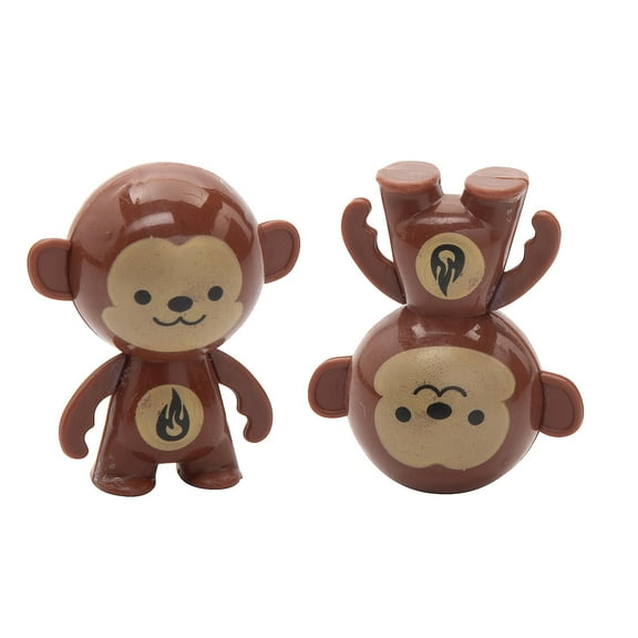 Fun Express 1 1/4" Weighted Brown Monkey Plastic Tumbling Toys - 12 Pieces