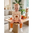 thumbnail image 5 of Loicainy Infant Baby Girl Halloween Outfit 3 6 9 12 18 Months Long Sleeve Romper Skort Headband Stockings Clothes Set, 5 of 9