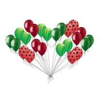 24 pc Red Watermelon Inspired Latex Balloons Green Agate & Red Polka Dot Summer