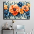 thumbnail image 4 of Mudket Framed Floral Canvas Wall Art Orange Navy Flower Prints Wall Decor Neutral Botanical Canvas Print Ready to Hang for Living Room Bedroom Office Farmhouse Wall Decor - 12"L x 8"W, 4 of 10