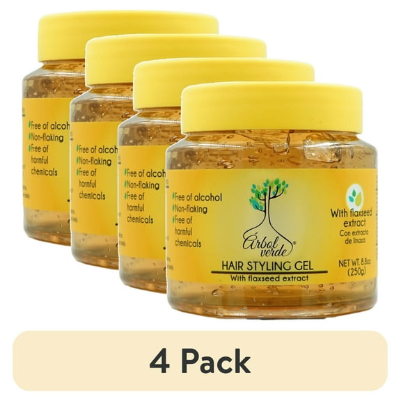 (4 pack) Arbol Verde Flaxseed Hair Styling Gel, 8.8 oz