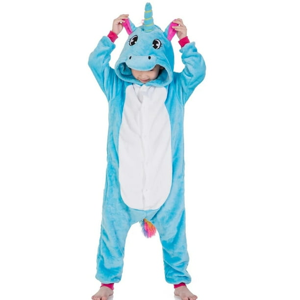 Conjunto de pijamas de franela para niños y niñas, ropa de dormir con dibujos de animales, Pegaso, unicornio, zorro, para invierno, novedad xuanjing unisex