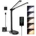 thumbnail image 3 of Lámpara de escritorio con protección ocular y carga inalámbrica para teléfono móvil de dos cabezales, luz de noche para el hogar, lámpara de piano plegable de metal para oficina, 3 of 4