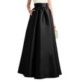 thumbnail image 5 of Joernso Women Autumn Faux Satin Maxi Skirt A-line Floor Length Solid Color High Waist Pockets Skirt Elegant Vintage Casual Oversized Long Robe Skirt, 5 of 8