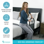 Stander Bed Rail Advantage Traveler, Bariatric Foldable Railing with Pouch for Adults, Seniors, and Elderly, Portable Travel Safety Bedrail with Padded Handle, ASTM Safety Approved Guardrail
