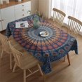 thumbnail image 2 of Vintage Mandala Rectangle Tablecloth 60x84 Inch, Flowers Boho Water Resistant Vinyl Washable Seasonal Table Cover for Thanksgiving Christmas Holiday Party Picnic Dinner Decor, 2 of 4