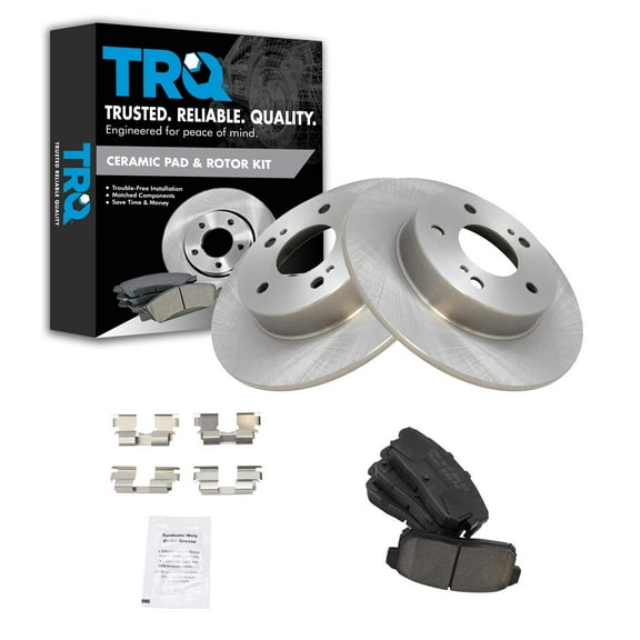 TRQ Rear Brake Pad & Rotor Kit Brake Pads Brake Rotor Ceramic Fits Select 2001 INFINITI I30 2002-2004 I35 2001-2003 Nissan Maxima