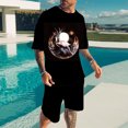 thumbnail image 1 of Vedolay Two Piece Short Outfit Men's Summer 2 Piece Outfits Printed Shirt and Shorts Sets,Black L, 1 of 2