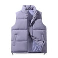 thumbnail image 2 of Mwjwdo Men's Thick Warm Vest Loose Fit Cotton Padded Sleeveless Jacket Solid Color Casual Winter Waistcoat Purple M, 2 of 9