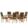 thumbnail image 2 of Noble House Midland Fabric Upholstered Wood Expandable 7 Piece Dining Set, Natural Brown and Brown, 2 of 16