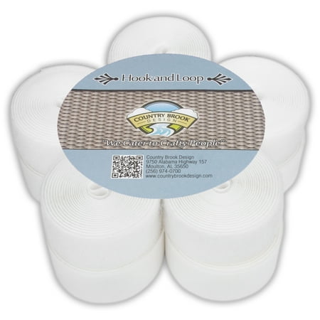 Loop Roll - Country Brook Design | White Sew on Hook and Loop (1 1/2 inch, 5 Rolls of 3 Yards)