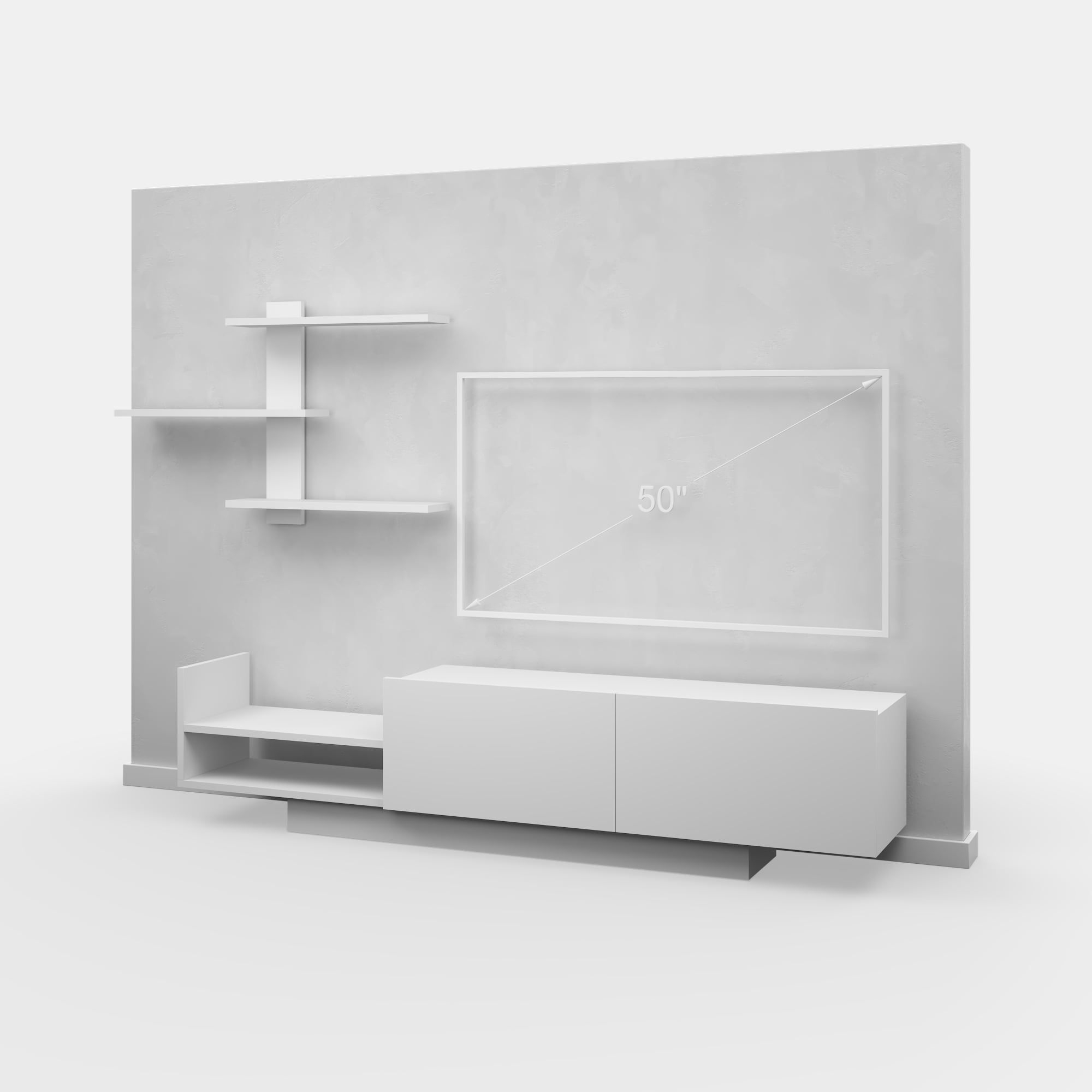 Ada Home Décor 4 Tier Rutter TV Stand with Doors for TVs up to 53", White
